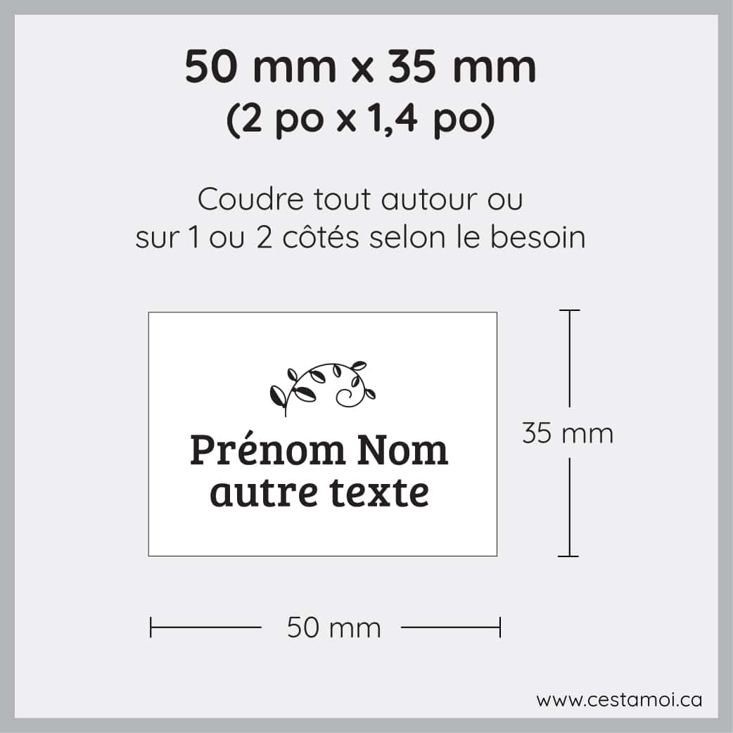 Exemple étiquette nylon 50 x 35 mm cestamoi