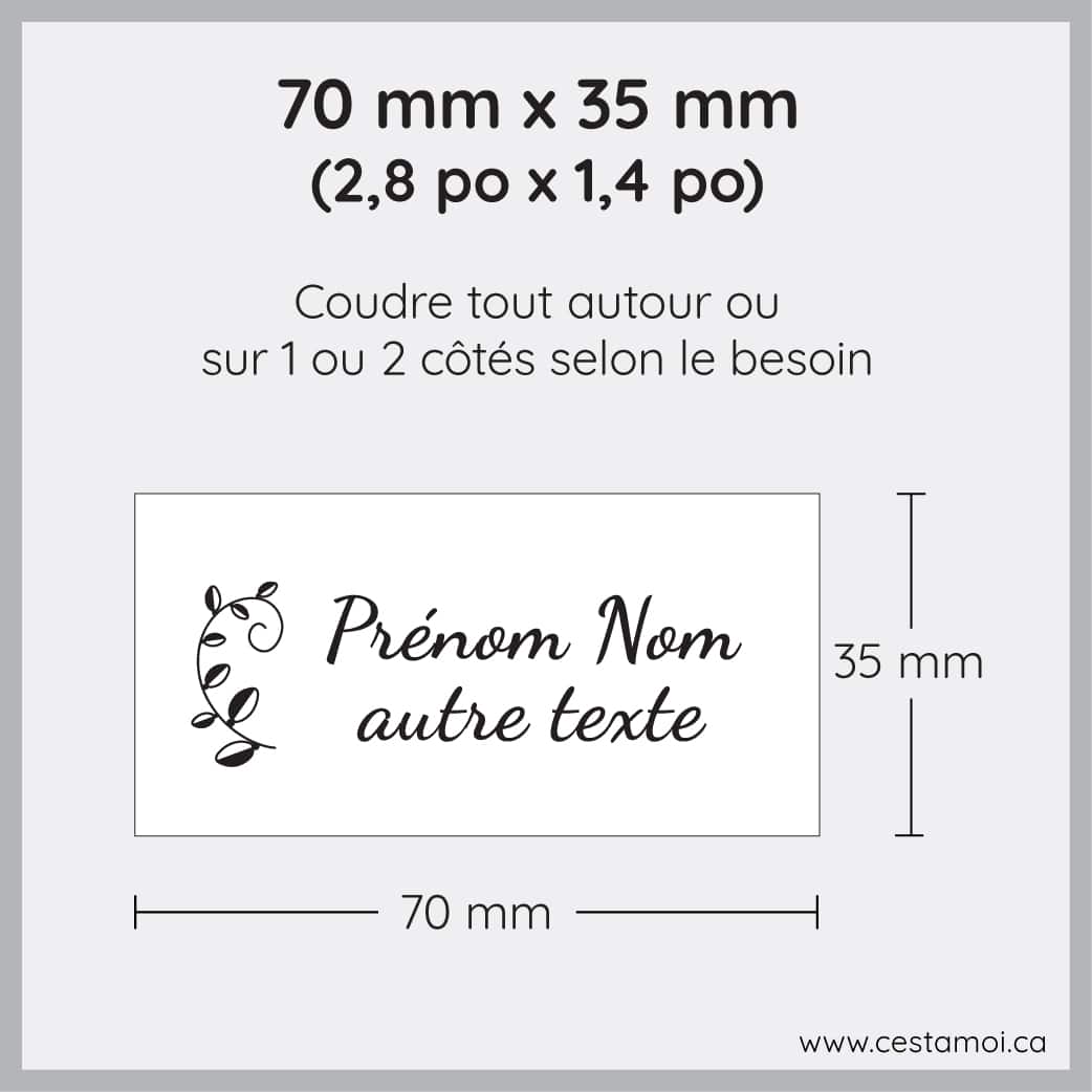 Exemple étiquette nylon 70 x 35 mm cestamoi